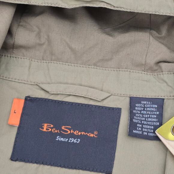 Men's  Hooded Field Jacket Tan Cotton Utility L Fall Winter Outdoor Layering - Picture 5 of 10